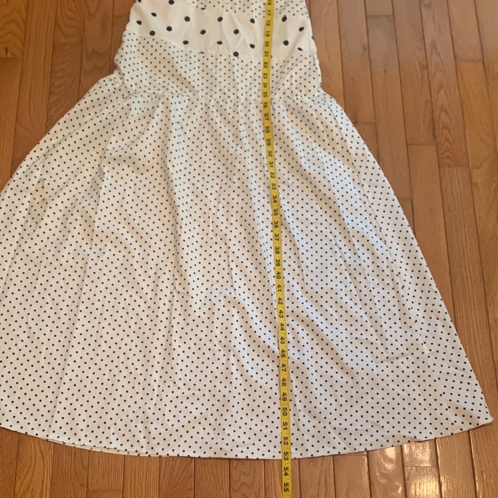 Elegant Polka Dot Maxi Dress (White & Black) - Picture 13 of 16